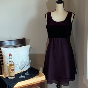 CDC Evening Velvet and crepe layered party dress with scarf/wrap.